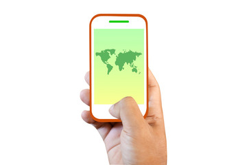 Mobile phone touch screen  world Map