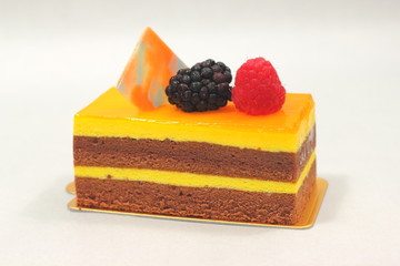  orange chocolate cake  on white background