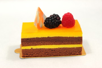  orange chocolate cake  on white background
