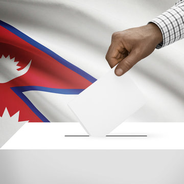 Ballot box with national flag on background series - Nepal
