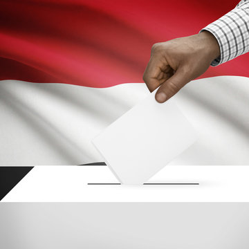 Ballot box with national flag on background series - Yemen