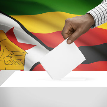 Ballot box with national flag on background series - Zimbabwe