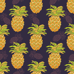 Seamless pattern with pineapples
