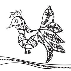 Hand drawing zentangle element. Decorative, abstract bird