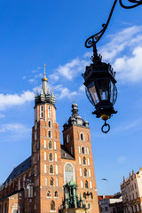 Mariacki Church, the Old town in Krakow, Poland, Europe.