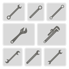 set of monochrome icons with diffrent wrench for your design
