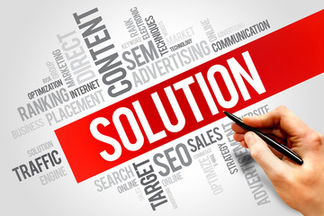 SOLUTION word cloud, business concept