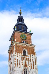 Fototapeta na wymiar Old Town Hall, Main Market Square in Krakow, Poland, Europe