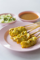 Pork Satay with Peanut Sauce in Thailand