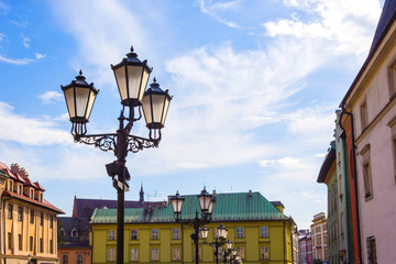 Fototapeta na wymiar The old, historical tenements at the Small Market Square, Krakow