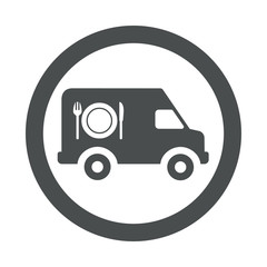 Icono redondo furgoneta catering gris