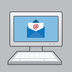 Computer with envelope email icon
