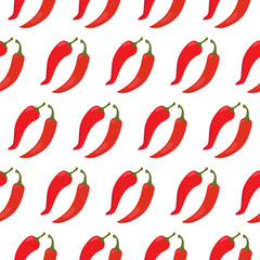 Seamless pattern with red chili peppers