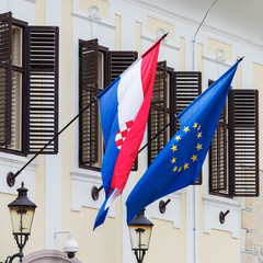 Flags of Croatia and European Union 