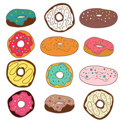 Set of cute colorful donuts