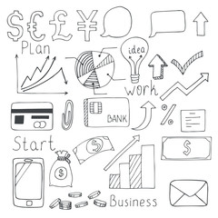 Set of hand drawn business elements
