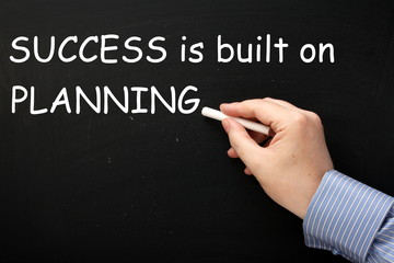 Writing Success Is Built On Planning on a blackboard 