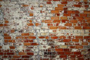 Orange grunge old brick wall background