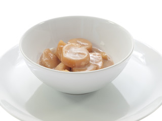 boiled cassava with sugar & coconut milk