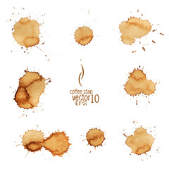 Coffee stain watercolor vector. - obrazy, fototapety, plakaty