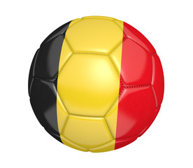 Soccer ball, or football, with the country flag of Belgium