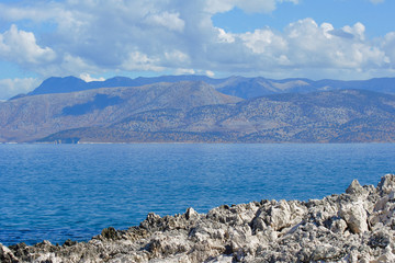 Fototapeta na wymiar Landscape with sea and mountains in Albania .