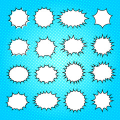 Set of templates colorful speech bubbles in pop art style. Comic