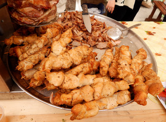 Roasted chicken on a tray