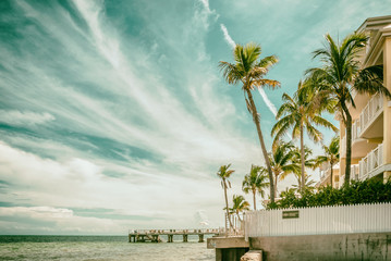 Atlantic beach with summer vacation apartments Key West Florida - 82575175