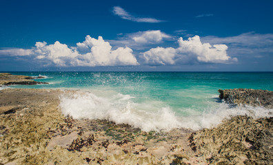 Wild caribbean beach. Dominican republic. tropical sand beach in