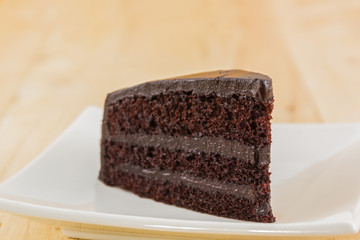 Chocolate cake slice .
