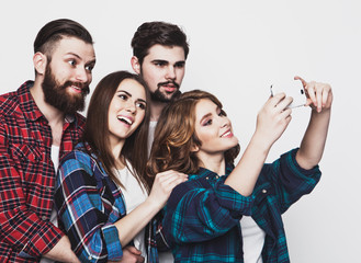 group of students taking selfie