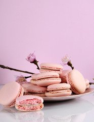 Shabby chic vintage style pink macarons