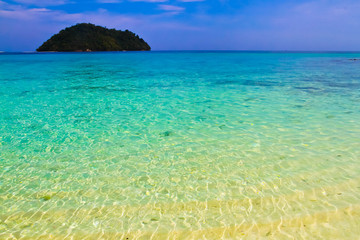 Beautiful of Shallow tropical water and sandy beach at Koh Lipe