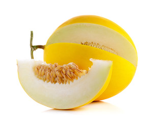 Yellow cantaloupe isolated on the white background