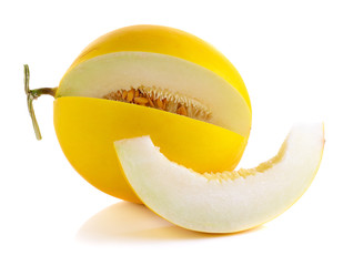 Yellow cantaloupe isolated on the white background
