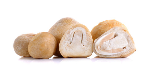  rice straw mushrooms isolated on white background