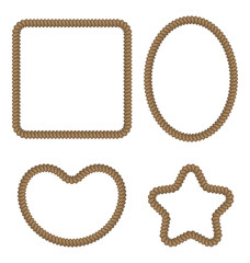 Rope geometric figures in different forms - rectangle, oval, hea