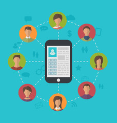 Smart phone with profile page social network and around friendsh