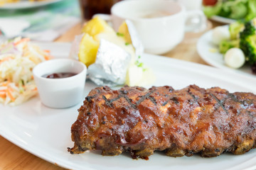 Grilled barbecue pork ribs