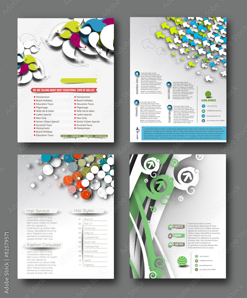 Wall mural set of flyer & poster design in a4 size template.