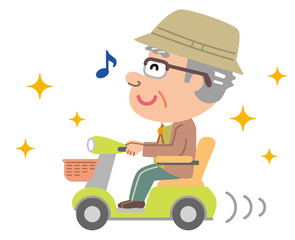 Obraz premium 電動車いす 高齢者 おじいさん
