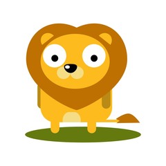 Cute Lion with large eyes cartoon