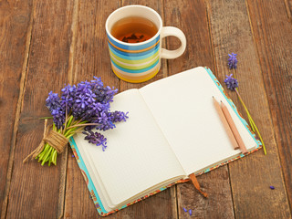 Notebook on a wooden table