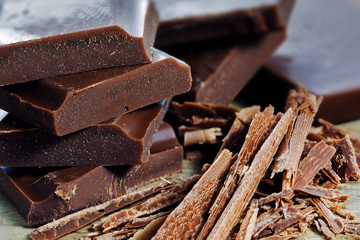 chocolate pieces and shavings