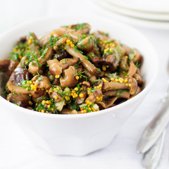 Marinated Wild Mushroom (Honey Fungus) Salad with Dill and Musta