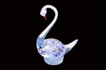 Statuette of swan from glass.