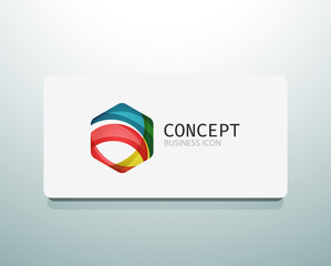Abstract logo design, wave shape hexagon