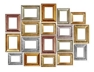 Antique gold frame isolated over white background