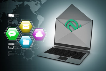     E-mail concept. Modern Laptop and envelope
